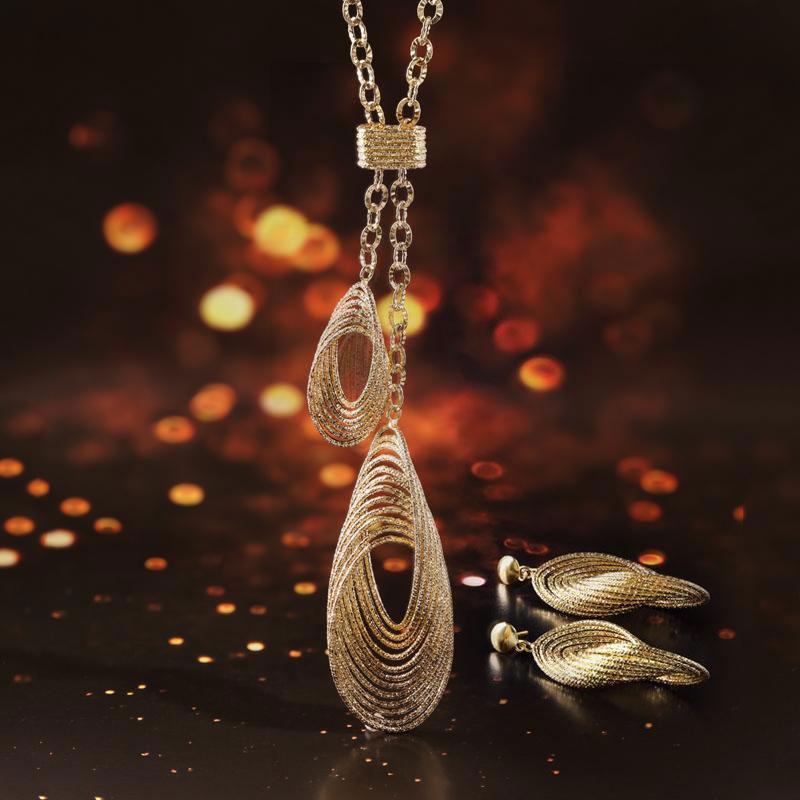 Infinity Italian Gold Necklace & Earrings